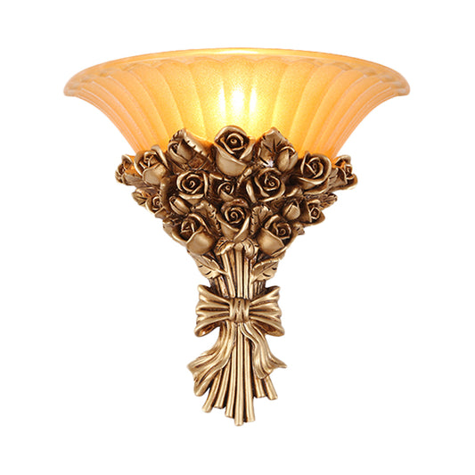 Gold Finish Bouquet Wall Mount Lamp Colonial Resin Single Light Wall Mounted Lamp Clearhalo 'Wall Lamps & Sconces' 'Wall Lights' Lighting' 268335