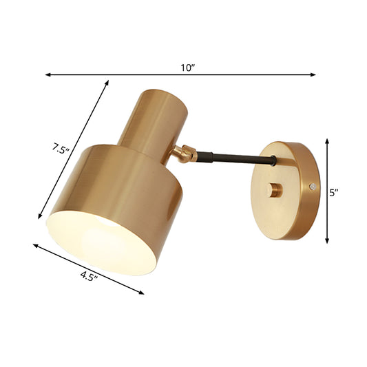 1 Bulb Round Wall Lamp Modernist Gold Finish Iron Wall Sconce Light with Adjustable Arm Clearhalo 'Wall Lamps & Sconces' 'Wall Lights' Lighting' 268363