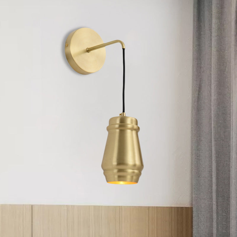 Gold Finish Bottle Sconce Lamp Minimalist Brass 1 Light Wall Mount Lamp with Arm Clearhalo 'Wall Lamps & Sconces' 'Wall Lights' Lighting' 268371