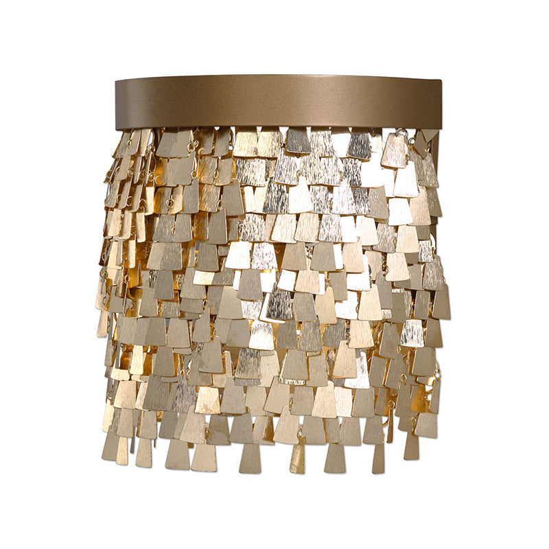 2-Light Sequin Flake Wall Lamp Modernist Gold Finish Aluminum Flush Mount Wall Light Clearhalo 'Wall Lamps & Sconces' 'Wall Lights' Lighting' 268384