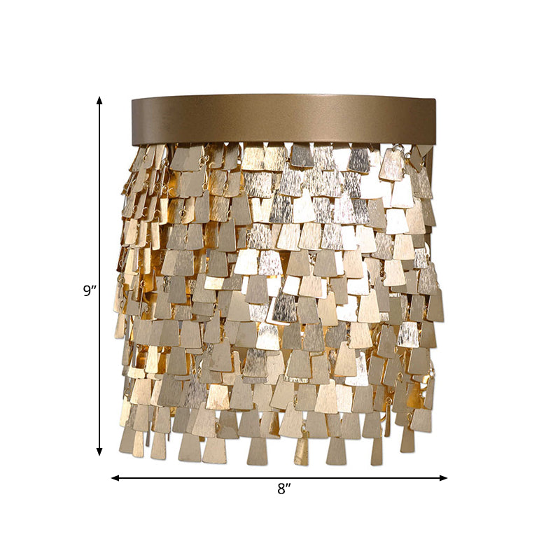 2-Light Sequin Flake Wall Lamp Modernist Gold Finish Aluminum Flush Mount Wall Light Clearhalo 'Wall Lamps & Sconces' 'Wall Lights' Lighting' 268385