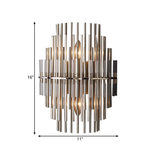 Chrome/Black Tiered Tubular Wall Mounted Lamp Retro Metallic 1 Light Wall Sconce Lighting Clearhalo 'Wall Lamps & Sconces' 'Wall Lights' Lighting' 268412