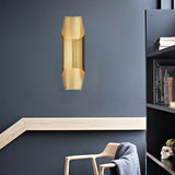 Minimal Beveled Piping Flush Sconce Light 2 Bulbs Metallic Indoor Up and Down Wall Lamp in Gold Clearhalo 'Wall Lamps & Sconces' 'Wall Lights' Lighting' 268415