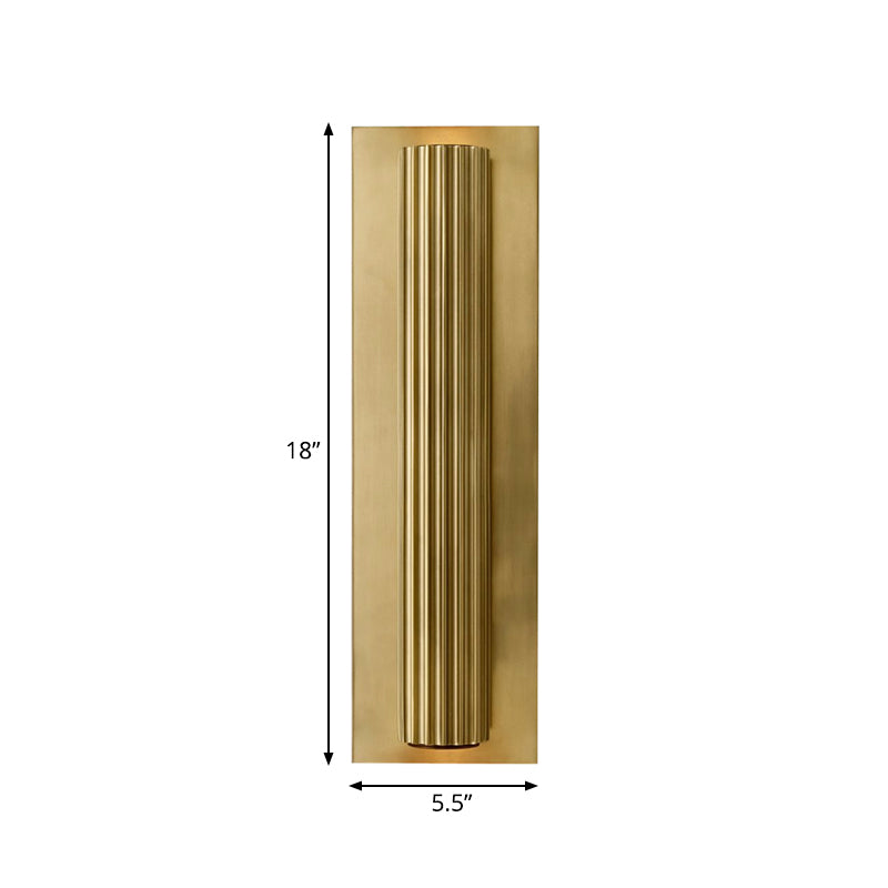 Metallic Gold/Black Finish Wall Light 2 Heads Ribbed Tubular Contemporary Indoor Wall Sconce Clearhalo 'Wall Lamps & Sconces' 'Wall Lights' Lighting' 268432