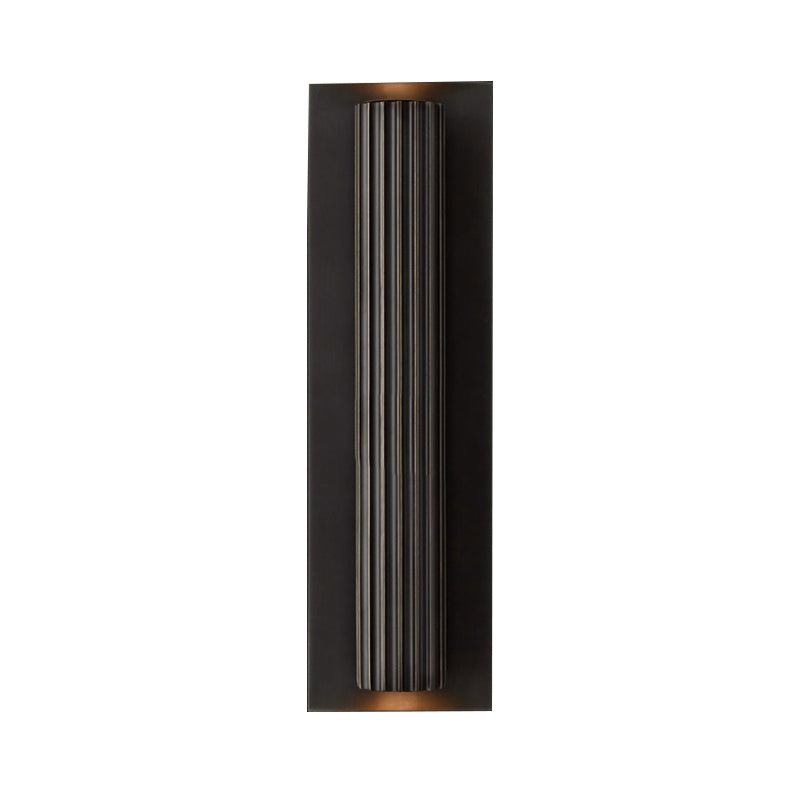 Metallic Gold/Black Finish Wall Light 2 Heads Ribbed Tubular Contemporary Indoor Wall Sconce Clearhalo 'Wall Lamps & Sconces' 'Wall Lights' Lighting' 268436