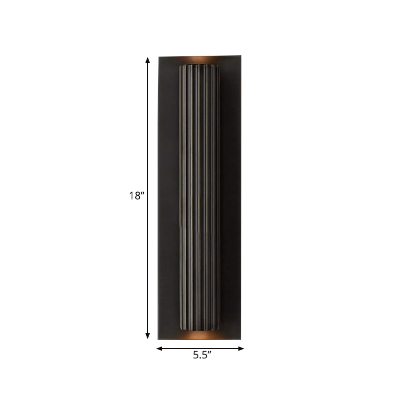 Metallic Gold/Black Finish Wall Light 2 Heads Ribbed Tubular Contemporary Indoor Wall Sconce Clearhalo 'Wall Lamps & Sconces' 'Wall Lights' Lighting' 268437