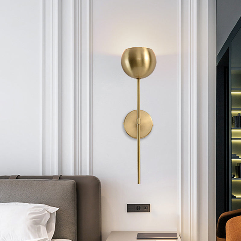 Gold Dome Wallchiere Modernist Brass 1 Bulb Sconce Light Fixture with Pencil Arm Gold Clearhalo 'Wall Lamps & Sconces' 'Wall Lights' Lighting' 268438