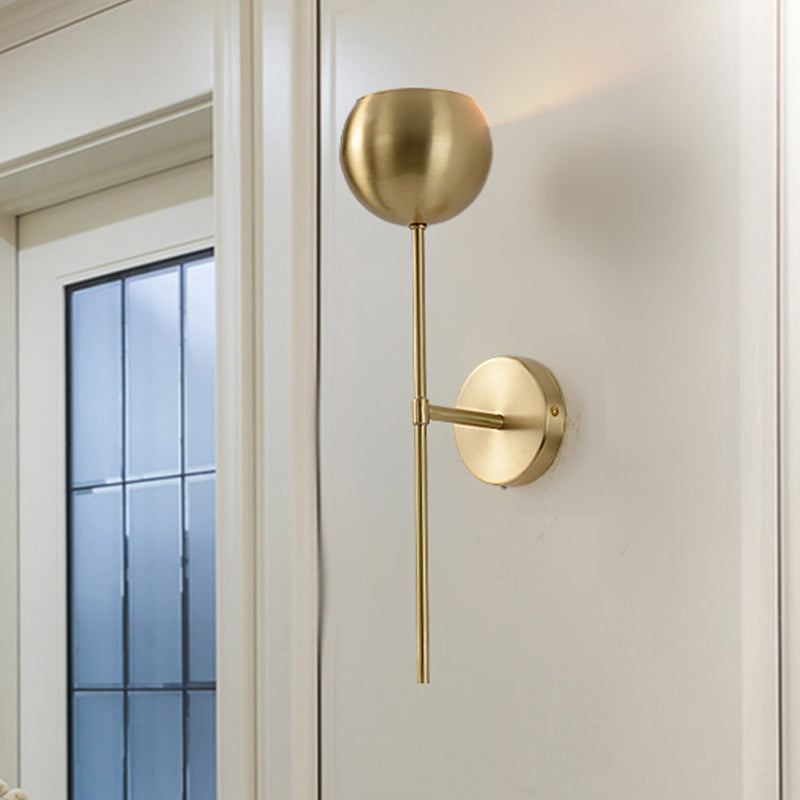 Gold Dome Wallchiere Modernist Brass 1 Bulb Sconce Light Fixture with Pencil Arm Clearhalo 'Wall Lamps & Sconces' 'Wall Lights' Lighting' 268439