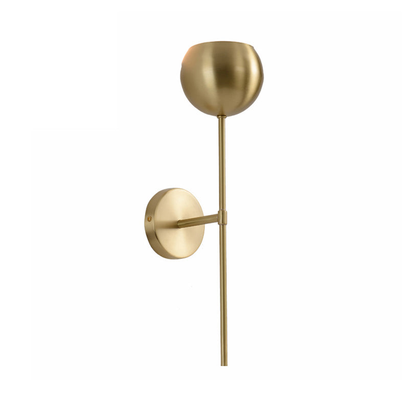 Gold Dome Wallchiere Modernist Brass 1 Bulb Sconce Light Fixture with Pencil Arm Clearhalo 'Wall Lamps & Sconces' 'Wall Lights' Lighting' 268441