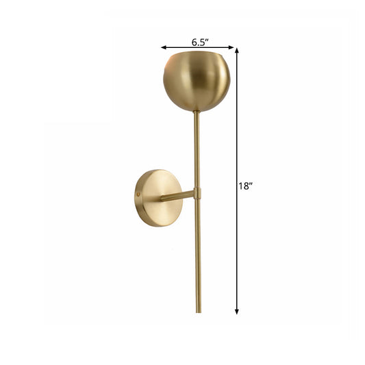 Gold Dome Wallchiere Modernist Brass 1 Bulb Sconce Light Fixture with Pencil Arm Clearhalo 'Wall Lamps & Sconces' 'Wall Lights' Lighting' 268442