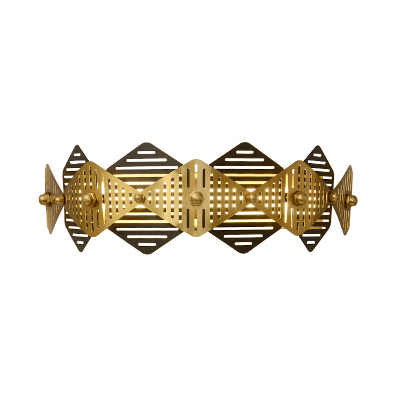 Rhombus Frame Iron Wall Light Colonial Style Single Black and Gold Wall Sconce Light Clearhalo 'Wall Lamps & Sconces' 'Wall Lights' Lighting' 268467