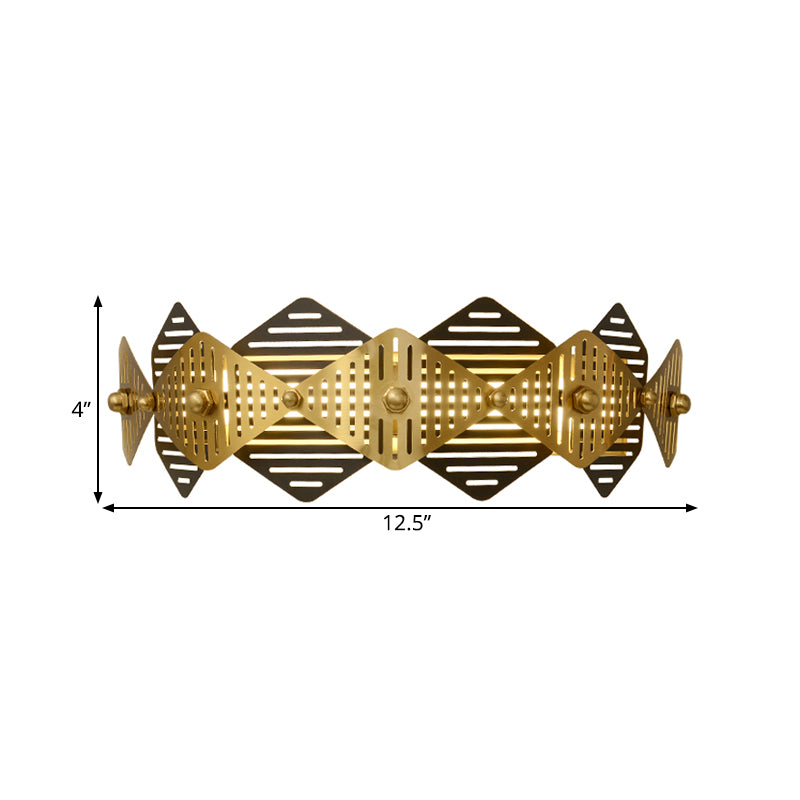 Rhombus Frame Iron Wall Light Colonial Style Single Black and Gold Wall Sconce Light Clearhalo 'Wall Lamps & Sconces' 'Wall Lights' Lighting' 268468