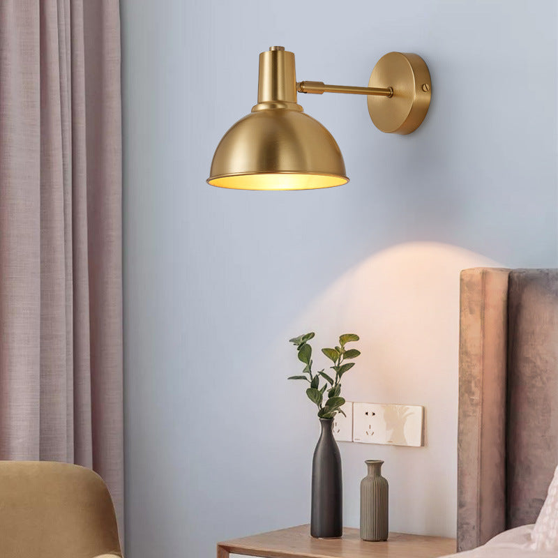 Brass Dome Shape/Flared Wall Mount Reading Lamp Minimalism Single Golden Sconce Lighting Fixture Clearhalo 'Wall Lamps & Sconces' 'Wall Lights' Lighting' 268503