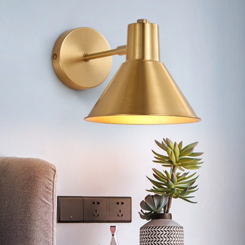 Brass Dome Shape/Flared Wall Mount Reading Lamp Minimalism Single Golden Sconce Lighting Fixture Gold Flared Clearhalo 'Wall Lamps & Sconces' 'Wall Lights' Lighting' 268506