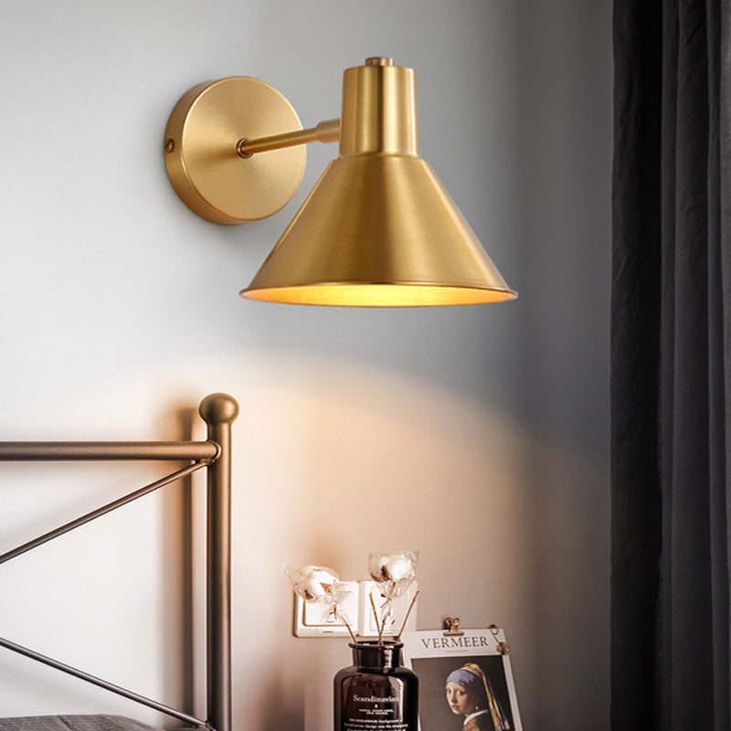 Brass Dome Shape/Flared Wall Mount Reading Lamp Minimalism Single Golden Sconce Lighting Fixture Clearhalo 'Wall Lamps & Sconces' 'Wall Lights' Lighting' 268507