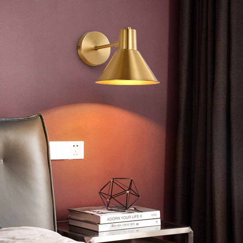 Brass Dome Shape/Flared Wall Mount Reading Lamp Minimalism Single Golden Sconce Lighting Fixture Clearhalo 'Wall Lamps & Sconces' 'Wall Lights' Lighting' 268508