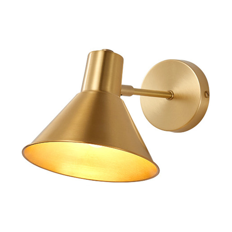 Brass Dome Shape/Flared Wall Mount Reading Lamp Minimalism Single Golden Sconce Lighting Fixture Clearhalo 'Wall Lamps & Sconces' 'Wall Lights' Lighting' 268509