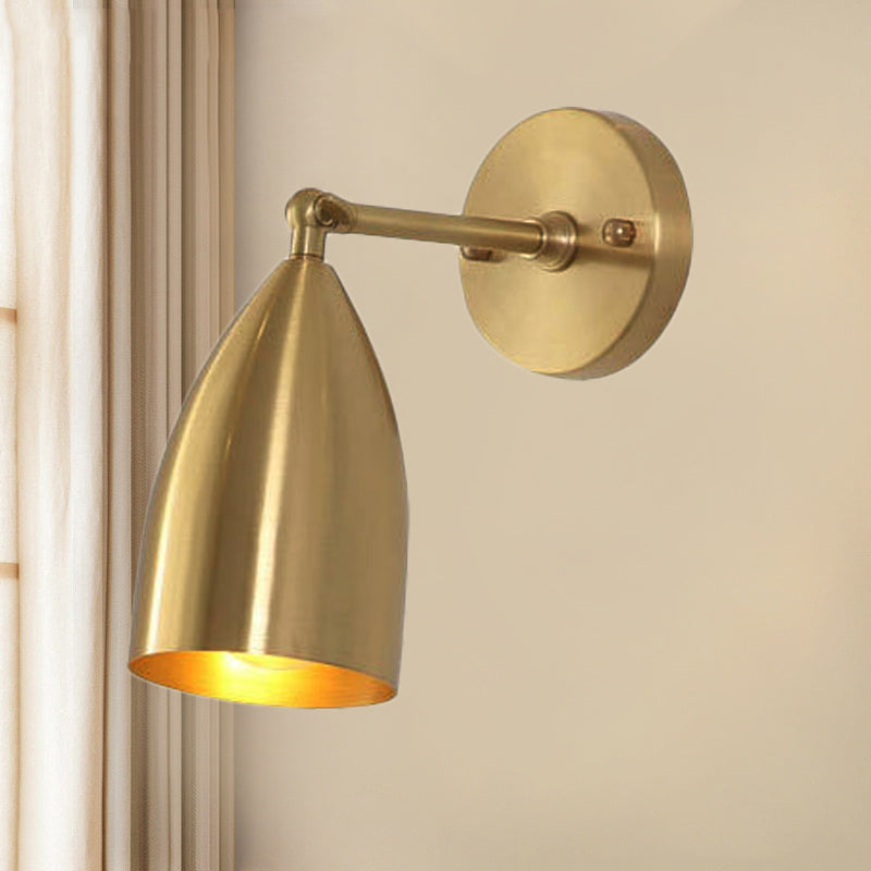 4"/7.5"/12" W 1 Bulb Wall Sconce Modern Style Tapered/Drum/Oval Brass Indoor Wall Mounted Lighting in Gold Clearhalo 'Wall Lamps & Sconces' 'Wall Lights' Lighting' 268512