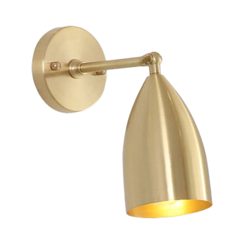 4"/7.5"/12" W 1 Bulb Wall Sconce Modern Style Tapered/Drum/Oval Brass Indoor Wall Mounted Lighting in Gold Clearhalo 'Wall Lamps & Sconces' 'Wall Lights' Lighting' 268514