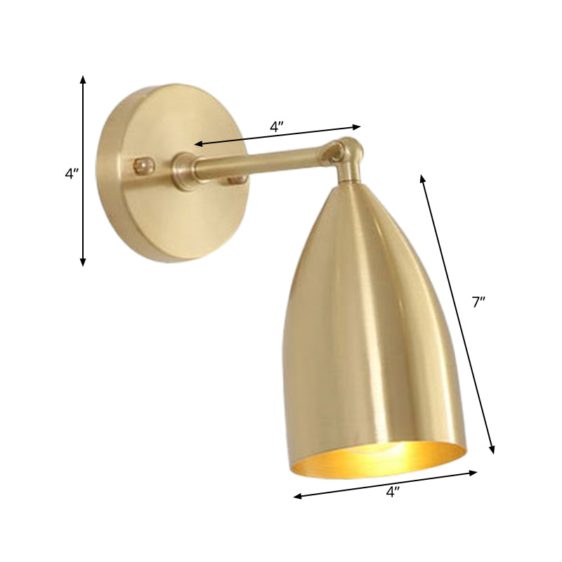 4"/7.5"/12" W 1 Bulb Wall Sconce Modern Style Tapered/Drum/Oval Brass Indoor Wall Mounted Lighting in Gold Clearhalo 'Wall Lamps & Sconces' 'Wall Lights' Lighting' 268515