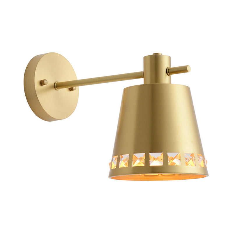 4"/7.5"/12" W 1 Bulb Wall Sconce Modern Style Tapered/Drum/Oval Brass Indoor Wall Mounted Lighting in Gold Clearhalo 'Wall Lamps & Sconces' 'Wall Lights' Lighting' 268520