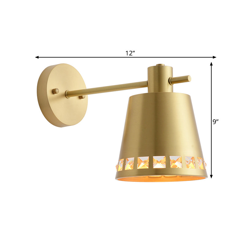 4"/7.5"/12" W 1 Bulb Wall Sconce Modern Style Tapered/Drum/Oval Brass Indoor Wall Mounted Lighting in Gold Clearhalo 'Wall Lamps & Sconces' 'Wall Lights' Lighting' 268521