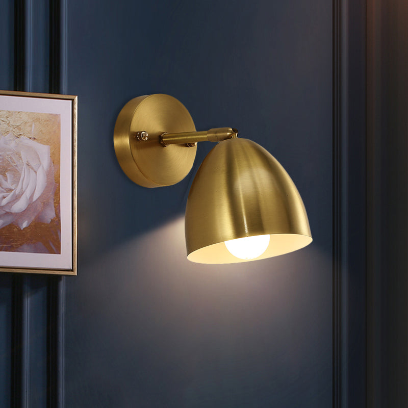 4"/7.5"/12" W 1 Bulb Wall Sconce Modern Style Tapered/Drum/Oval Brass Indoor Wall Mounted Lighting in Gold Gold 7.5" Clearhalo 'Wall Lamps & Sconces' 'Wall Lights' Lighting' 268523