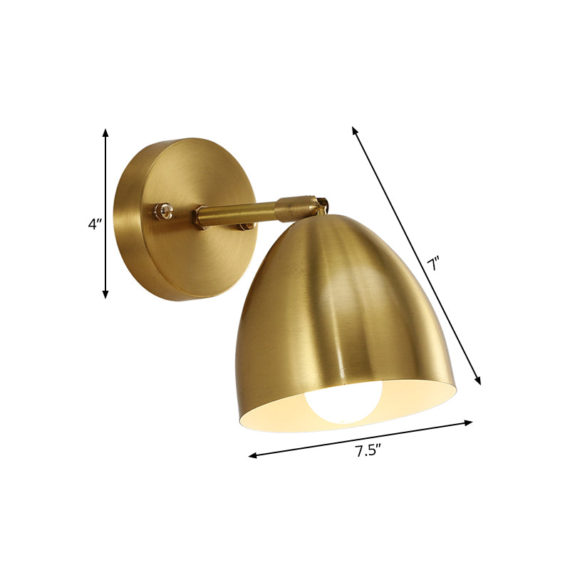 4"/7.5"/12" W 1 Bulb Wall Sconce Modern Style Tapered/Drum/Oval Brass Indoor Wall Mounted Lighting in Gold Clearhalo 'Wall Lamps & Sconces' 'Wall Lights' Lighting' 268527