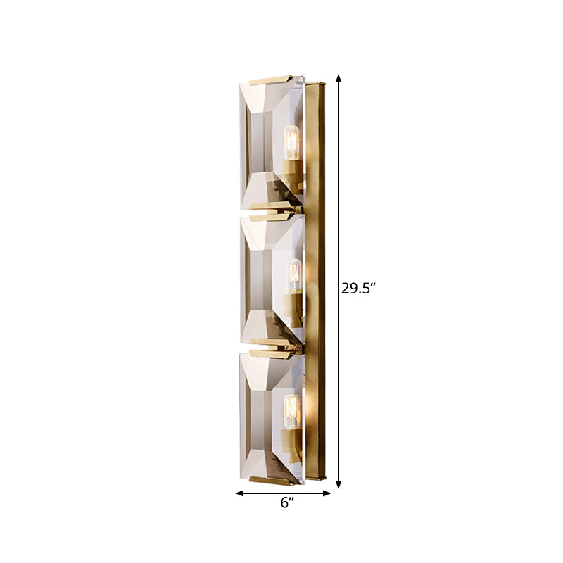 Black/Gold 3 Bulbs Flush Mount Wall Light Vintage Iron Rectangular Sconce Light Fixture Clearhalo 'Wall Lamps & Sconces' 'Wall Lights' Lighting' 268560