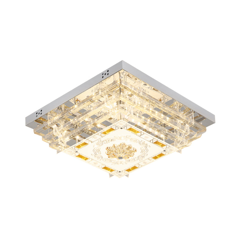 White Rectangle Flush Light Contemporary Crystal Rod 19.5"/31.5" Wide LED Ceiling Light Fixture in 5/7 Color Light Clearhalo 'Ceiling Lights' 'Close To Ceiling Lights' 'Close to ceiling' 'Flush mount' Lighting' 268590