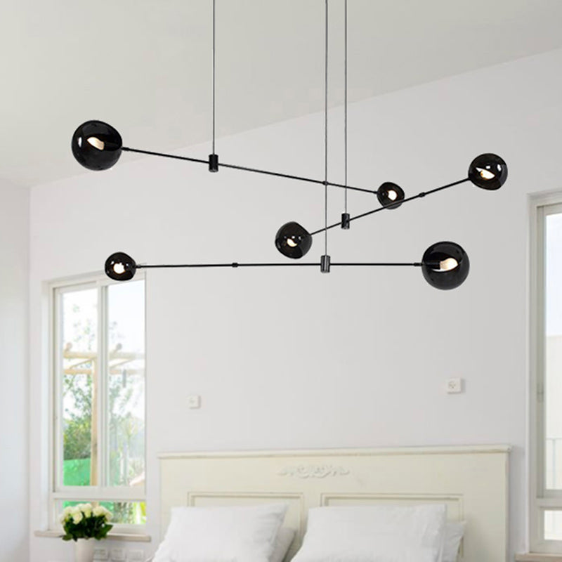 Contemporary Molecule Pendant Light Cast Iron 6 Heads Black Bedroom Chandelier Lighting Fixture Clearhalo 'Ceiling Lights' 'Chandeliers' 'Modern Chandeliers' 'Modern' Lighting' 268634