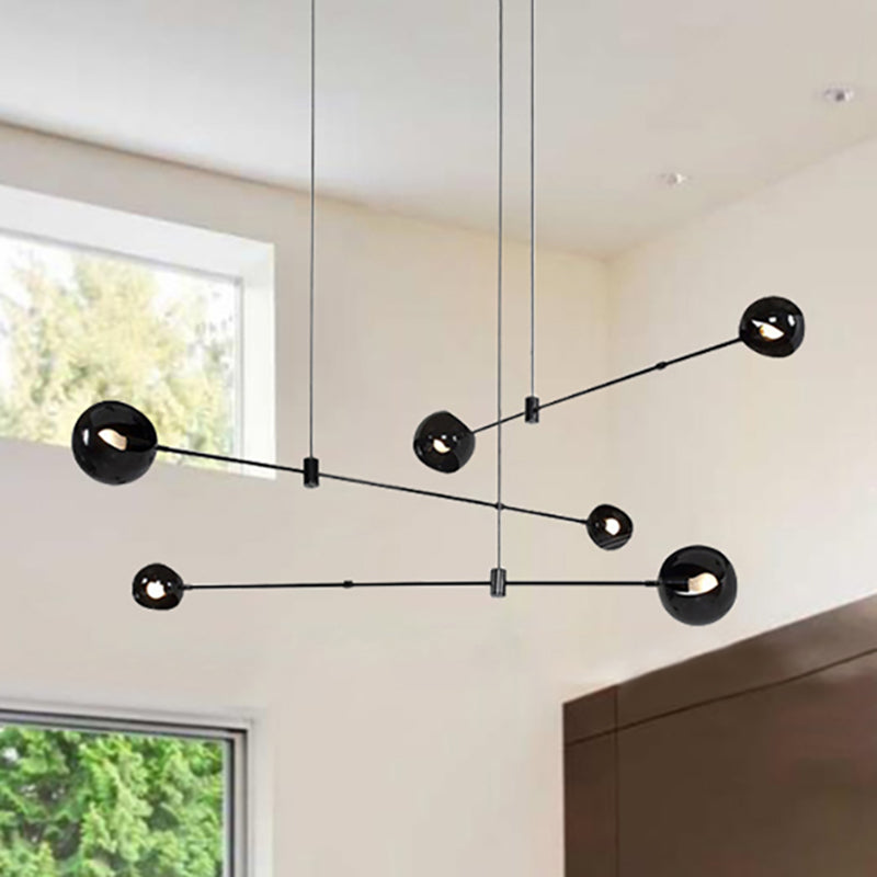 Contemporary Molecule Pendant Light Cast Iron 6 Heads Black Bedroom Chandelier Lighting Fixture Clearhalo 'Ceiling Lights' 'Chandeliers' 'Modern Chandeliers' 'Modern' Lighting' 268635