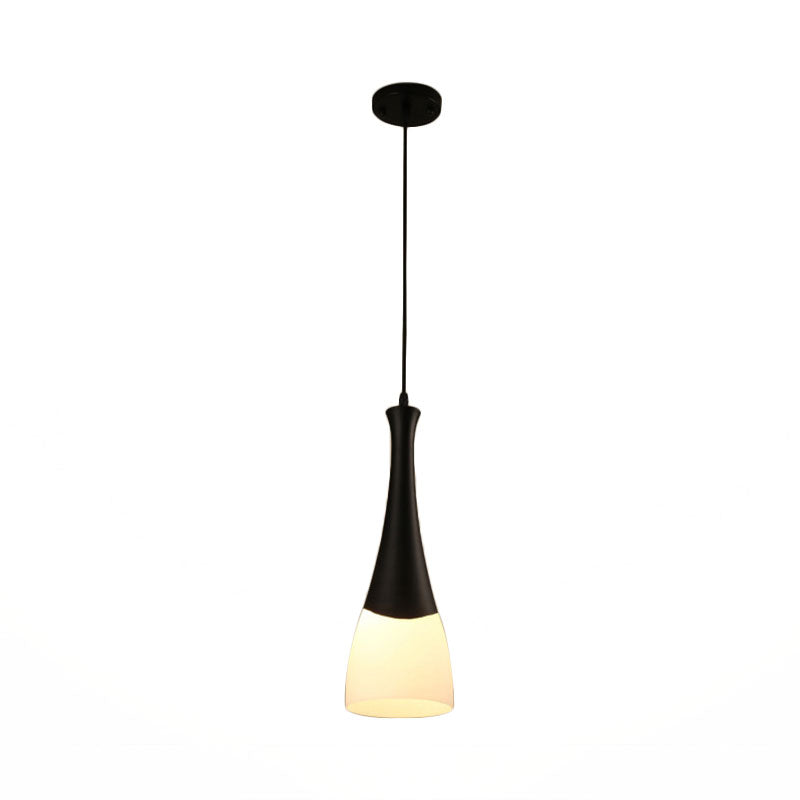 Cone Milky Glass Pendant Lighting Contemporary 1/3 Lights Black Hanging Lamp with Round/Linear Canopy Clearhalo 'Ceiling Lights' 'Modern Pendants' 'Modern' 'Pendant Lights' 'Pendants' Lighting' 268644