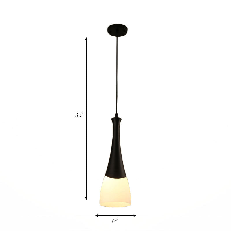 Cone Milky Glass Pendant Lighting Contemporary 1/3 Lights Black Hanging Lamp with Round/Linear Canopy Clearhalo 'Ceiling Lights' 'Modern Pendants' 'Modern' 'Pendant Lights' 'Pendants' Lighting' 268645