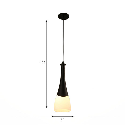 Cone Milky Glass Pendant Lighting Contemporary 1/3 Lights Black Hanging Lamp with Round/Linear Canopy Clearhalo 'Ceiling Lights' 'Modern Pendants' 'Modern' 'Pendant Lights' 'Pendants' Lighting' 268645