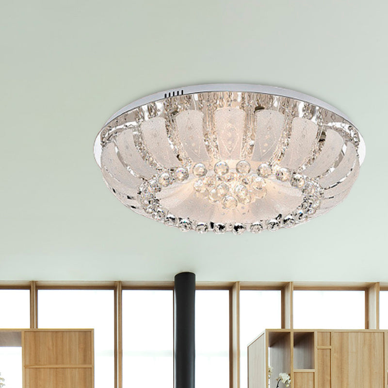 Dome Clear Faceted Crystal Ball Flush Light Modernism 19.5"/23.5" Wide LED Ceiling Lamp Clear Clearhalo 'Ceiling Lights' 'Close To Ceiling Lights' 'Close to ceiling' 'Flush mount' Lighting' 268658