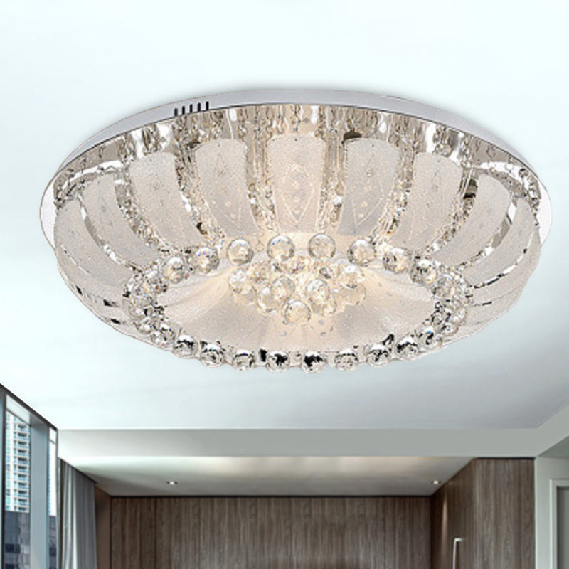 Dome Clear Faceted Crystal Ball Flush Light Modernism 19.5"/23.5" Wide LED Ceiling Lamp Clearhalo 'Ceiling Lights' 'Close To Ceiling Lights' 'Close to ceiling' 'Flush mount' Lighting' 268659