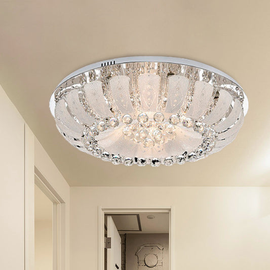 Dome Clear Faceted Crystal Ball Flush Light Modernism 19.5"/23.5" Wide LED Ceiling Lamp Clearhalo 'Ceiling Lights' 'Close To Ceiling Lights' 'Close to ceiling' 'Flush mount' Lighting' 268660