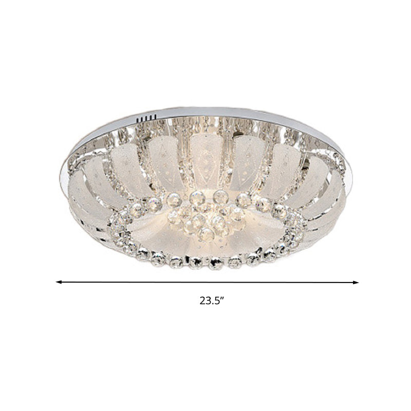 Dome Clear Faceted Crystal Ball Flush Light Modernism 19.5"/23.5" Wide LED Ceiling Lamp Clearhalo 'Ceiling Lights' 'Close To Ceiling Lights' 'Close to ceiling' 'Flush mount' Lighting' 268664