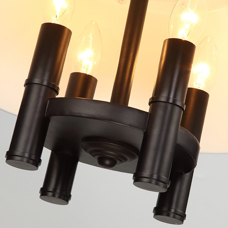 4 Lights Chandelier Lighting with Conic Shade Metallic Farmhouse Style Dining Room Hanging Lamp in Black Clearhalo 'Ceiling Lights' 'Chandeliers' Lighting' options 268676