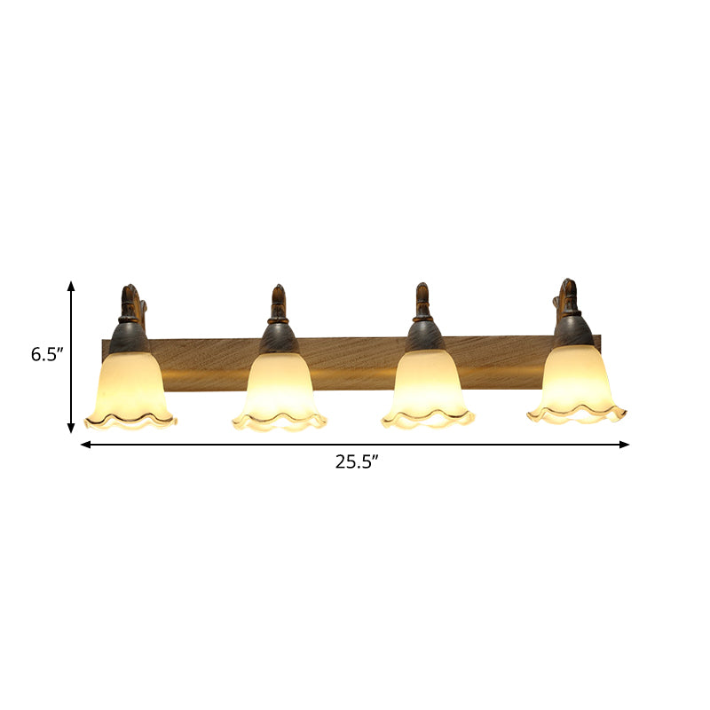 1/2/3-Head Wall Mounted Light Traditional Style Petal Shade Frosted Glass and Metal Wall Lighting in Copper/White Clearhalo 'Wall Lamps & Sconces' 'Wall Lights' Lighting' 268762