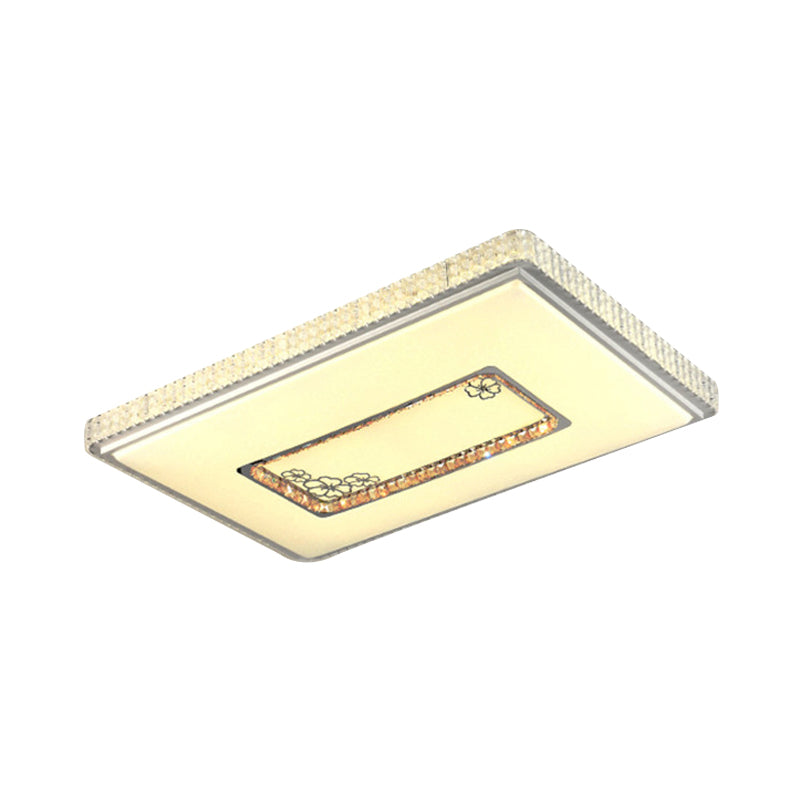 Rectangle Crystal Block Ceiling Lamp Simple Style White LED Flush Mount Light in 3 Color/Remote Control Stepless Dimming Clearhalo 'Ceiling Lights' 'Close To Ceiling Lights' 'Close to ceiling' 'Flush mount' Lighting' 268772