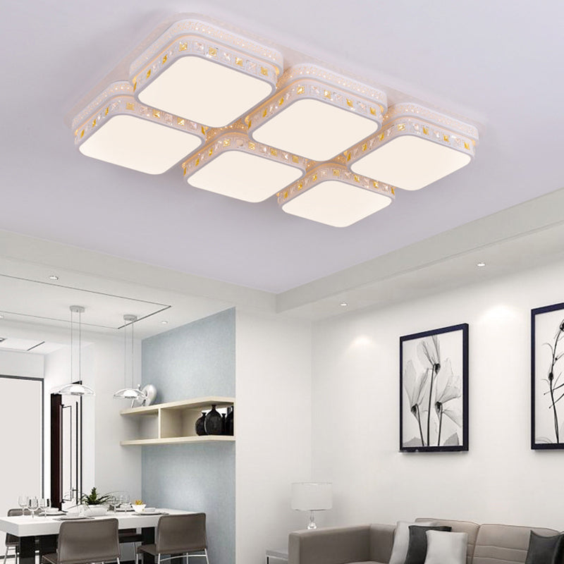 Rectangular Ceiling Light Minimalist Crystal Block White LED Flush Mount Light in Warm/White/3 Color Light Clearhalo 'Ceiling Lights' 'Close To Ceiling Lights' 'Close to ceiling' 'Flush mount' Lighting' 268775