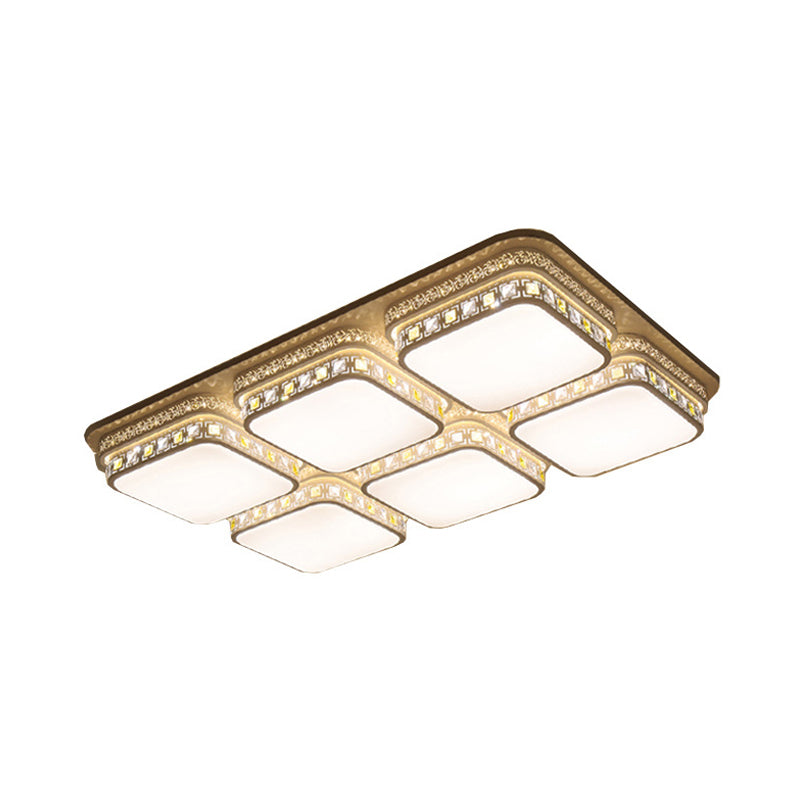 Rectangular Ceiling Light Minimalist Crystal Block White LED Flush Mount Light in Warm/White/3 Color Light Clearhalo 'Ceiling Lights' 'Close To Ceiling Lights' 'Close to ceiling' 'Flush mount' Lighting' 268778