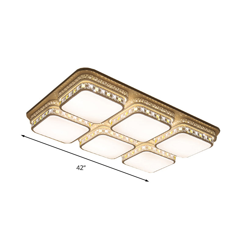 Rectangular Ceiling Light Minimalist Crystal Block White LED Flush Mount Light in Warm/White/3 Color Light Clearhalo 'Ceiling Lights' 'Close To Ceiling Lights' 'Close to ceiling' 'Flush mount' Lighting' 268779