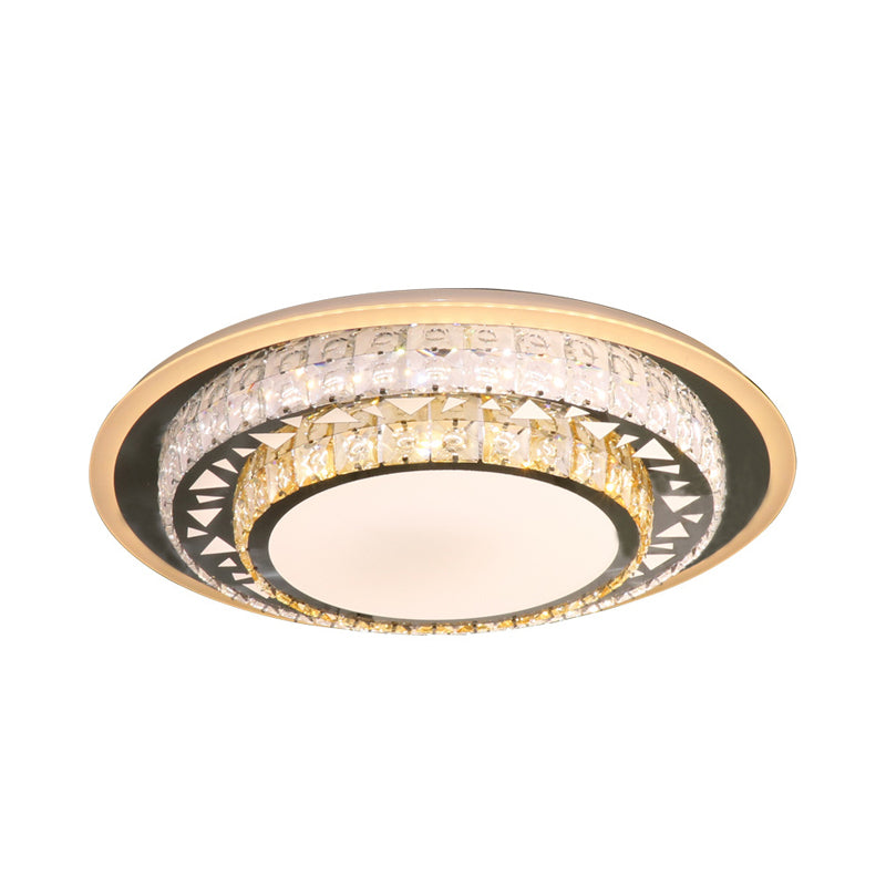 Round Ceiling Light Contemporary Clear Rectangle-Cut Crystal White LED Flush Mount Light Clearhalo 'Ceiling Lights' 'Close To Ceiling Lights' 'Close to ceiling' 'Flush mount' Lighting' 268792