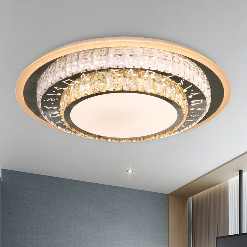 Round Ceiling Light Contemporary Clear Rectangle-Cut Crystal White LED Flush Mount Light Clear B Clearhalo 'Ceiling Lights' 'Close To Ceiling Lights' 'Close to ceiling' 'Flush mount' Lighting' 268794