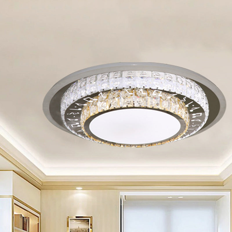 Round Ceiling Light Contemporary Clear Rectangle-Cut Crystal White LED Flush Mount Light Clearhalo 'Ceiling Lights' 'Close To Ceiling Lights' 'Close to ceiling' 'Flush mount' Lighting' 268795