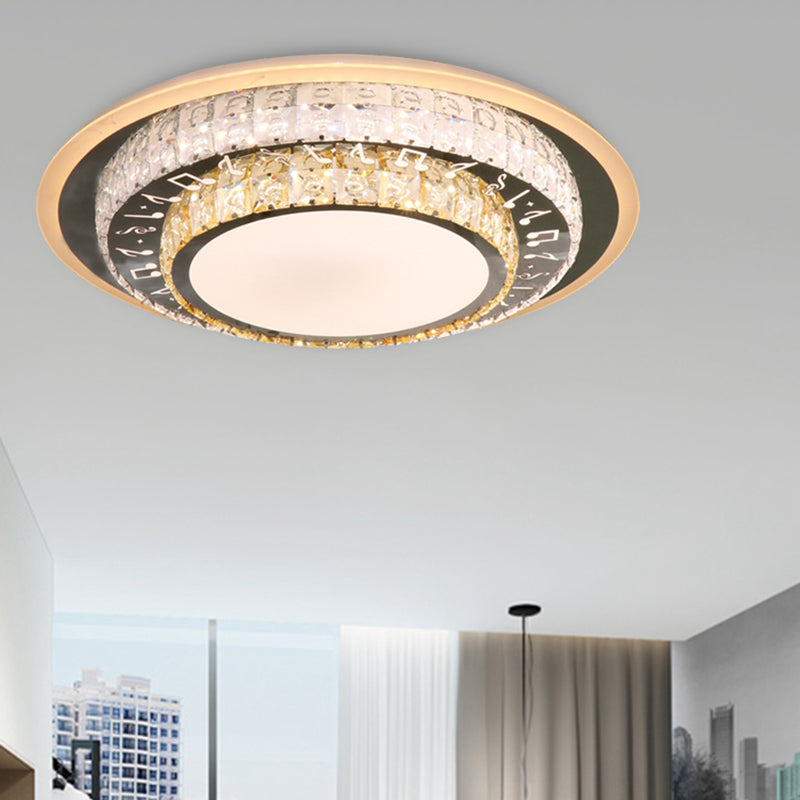 Round Ceiling Light Contemporary Clear Rectangle-Cut Crystal White LED Flush Mount Light Clearhalo 'Ceiling Lights' 'Close To Ceiling Lights' 'Close to ceiling' 'Flush mount' Lighting' 268796