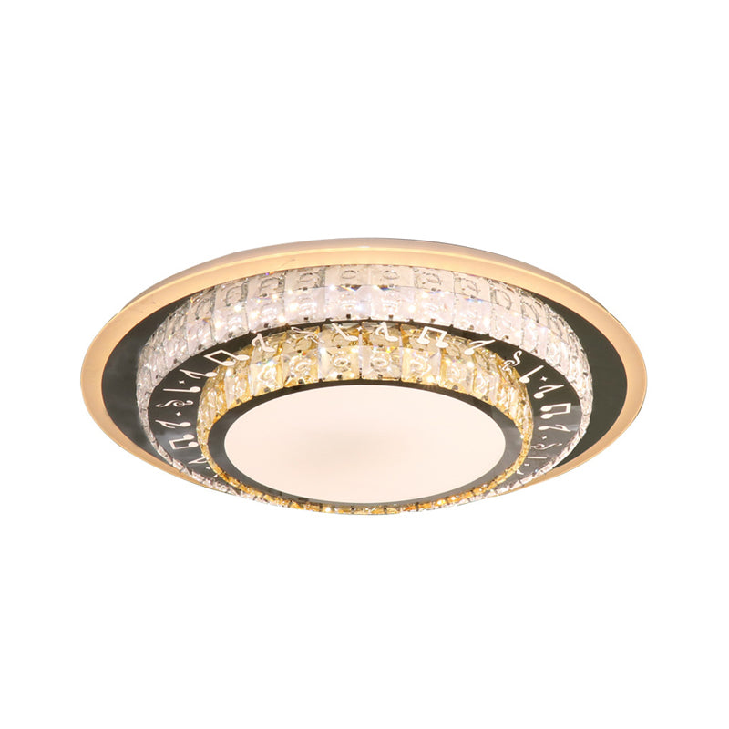 Round Ceiling Light Contemporary Clear Rectangle-Cut Crystal White LED Flush Mount Light Clearhalo 'Ceiling Lights' 'Close To Ceiling Lights' 'Close to ceiling' 'Flush mount' Lighting' 268798